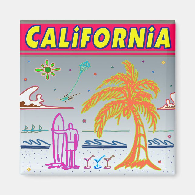 "CALIFORNIA" Surfer Beach Magnet (Front)