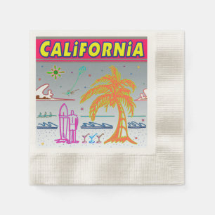 "CALIFORNIA" Surfer Beach Napkins