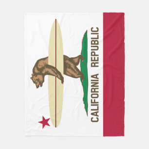 California Surfer Bear Flag Fleece Blanket