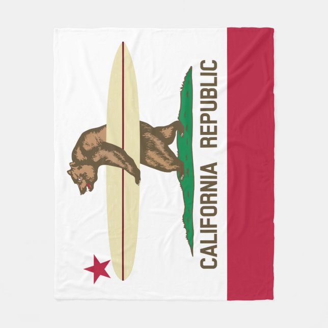 California Surfer Bear Flag Fleece Blanket (Front)