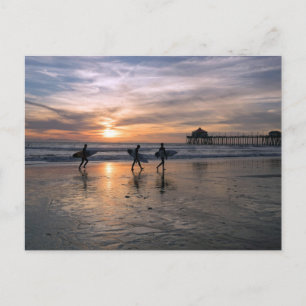 California Surfers at Sunset Postcard
