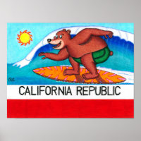 California Surfing Bear Flag