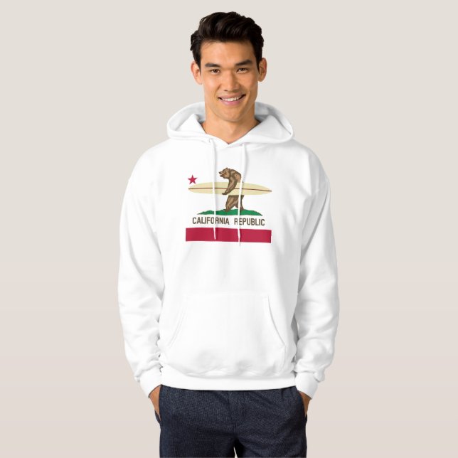 California Surfing Bear Men's Hoodie (Front Full)