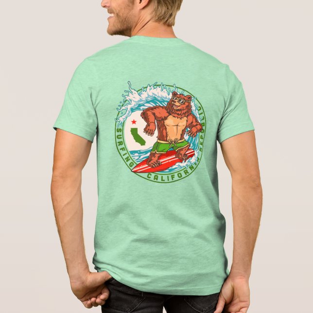 California Surfing Bear Republic Tri-Blend Shirt (Back)