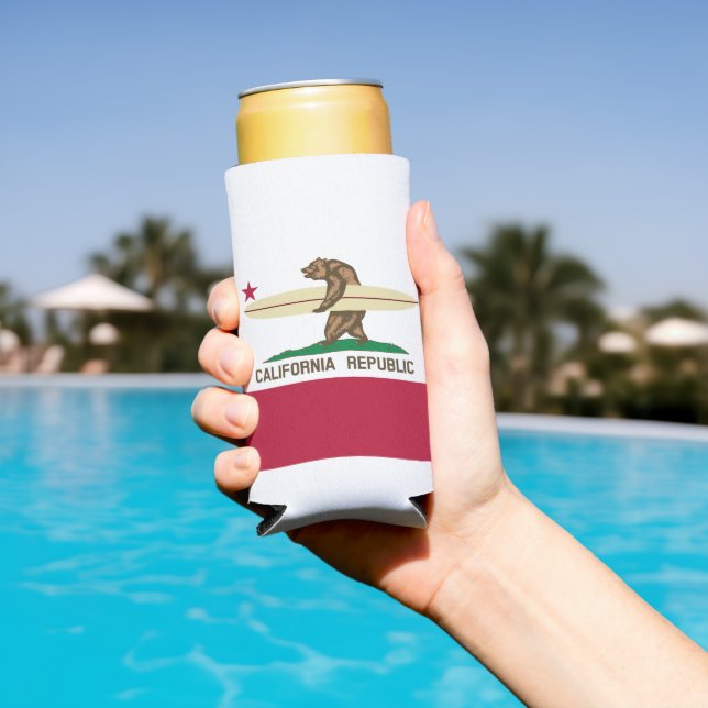 California Surfing Bear Seltzer Can Cooler (In Situ Pool)