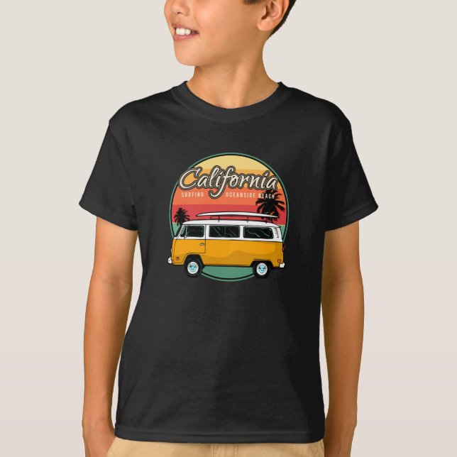 California Surfing Oceanside Beach T-Shirt (Front)