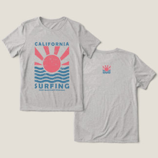 California Surfing Sunset Vintage Art Tri-Blend Shirt