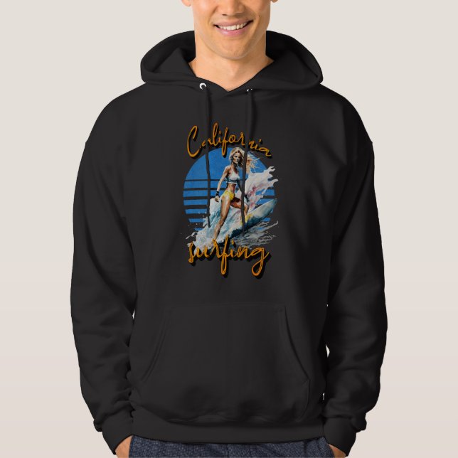 California Surfing Surfer Girl Hoodie (Front)