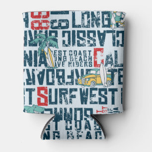 California Surfing Team: Grunge Seamless Pattern. Can Cooler