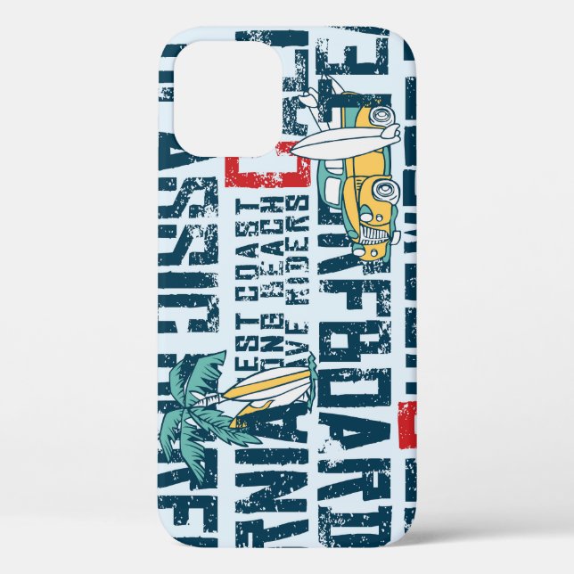 California Surfing Team: Grunge Seamless Pattern. Case-Mate iPhone Case (Back)