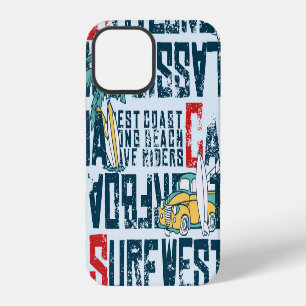 California Surfing Team: Grunge Seamless Pattern. iPhone 12 Case