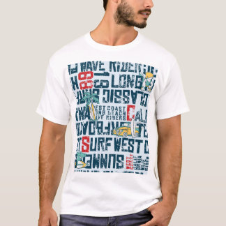 California Surfing Team: Grunge Seamless Pattern. T-Shirt