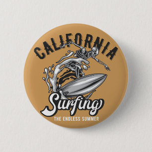 California Surfing the Endless Summer 6 Cm Round Badge