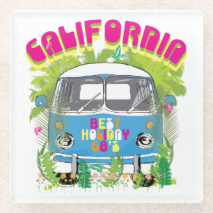 California Surfing Van Glass Coaster