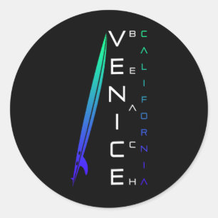 California Surfing - Venice Beach - Stylish Beach Classic Round Sticker