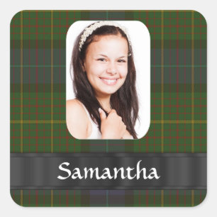 California tartan plaid photo template square sticker