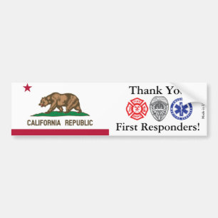 California Thank You First Responders Bumper Sticker