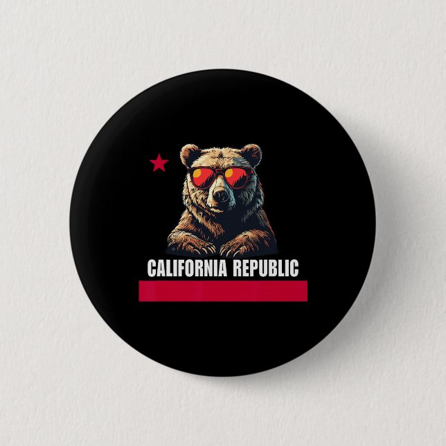 California The Golden State Bear Flag  6 Cm Round Badge (Front)