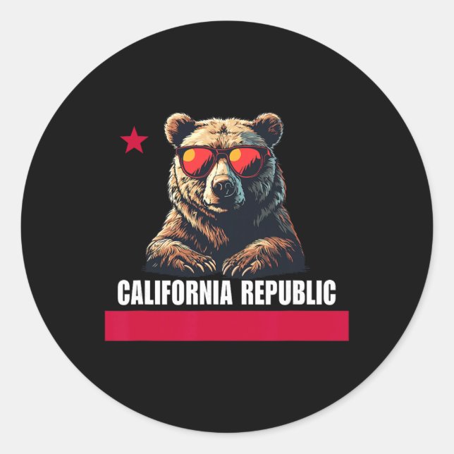 California The Golden State Bear Flag  Classic Round Sticker (Front)