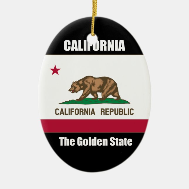 California, The Golden State Ceramic Tree Decoration (Front)