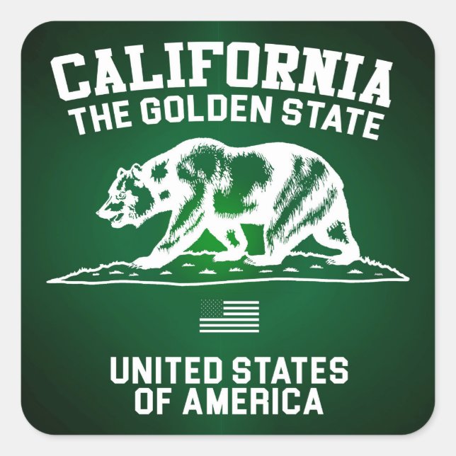 California The Golden State Square Sticker (Front)