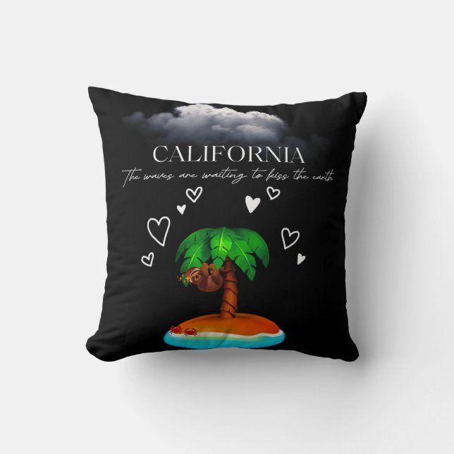 California, The Waves Are Waiting To Kiss The Eart Cushion (Front)