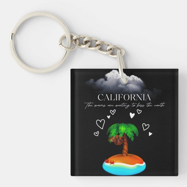 California, The Waves Are Waiting To Kiss The Eart Key Ring (Front)