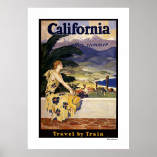 California this summer. Travel by Train Poster