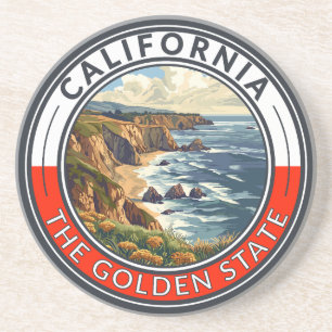 California Travel Art Badge Coaster