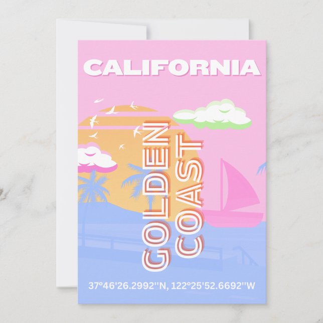 California, Travel Art, Preppy Holiday Card (Front)