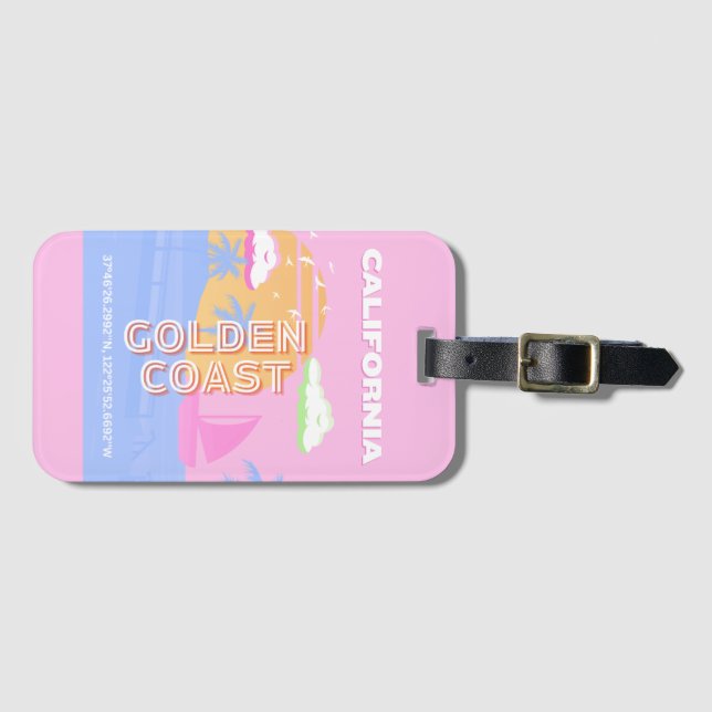 California, Travel Art, Preppy Luggage Tag (Front Horizontal)