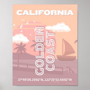 California, Travel Art, Preppy, Pastel Poster
