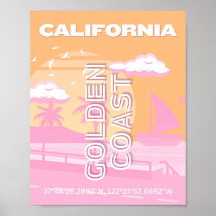 California, Travel Art, Preppy, Preppy Travel Poster
