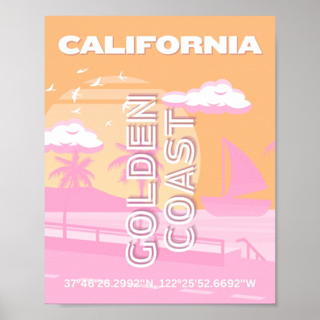 California, Travel Art, Preppy, Preppy Travel Poster (Front)