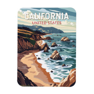 California Travel Art Vintage Magnet