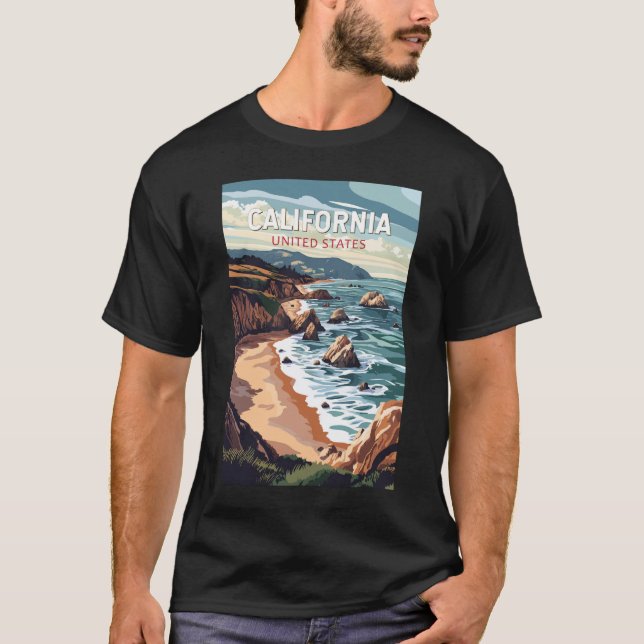 California Travel Art Vintage T-Shirt (Front)