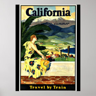 California Travel by Train vintage Poster