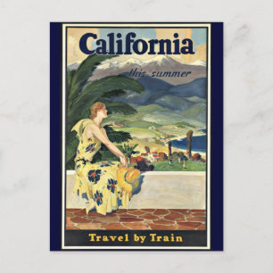 California Travel by Train vintage poster Postcard