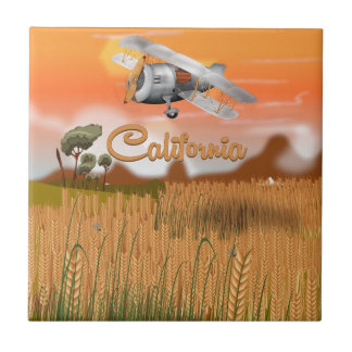 California Travel Poster Cartoon Tile
