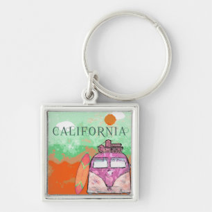 California Travel Poster Key Ring