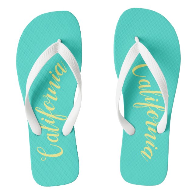 California Turquoise Yellow Flip Flops (Footbed)