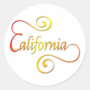 California Typography Art Classic Round Sticker