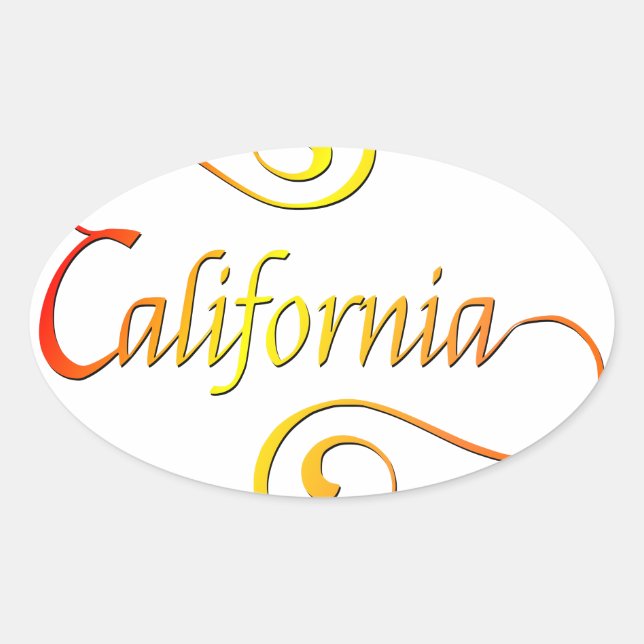 California Typography Art Oval Sticker (Front)