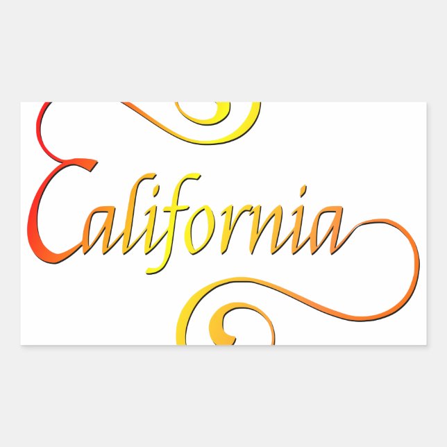 California Typography Art Rectangular Sticker (Front)
