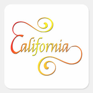 California Typography Art Square Sticker