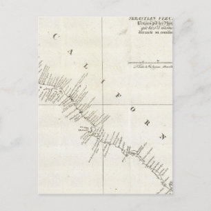 California Uncolored chart Postcard