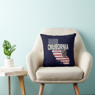 California United States Retro State Map Vintage Cushion