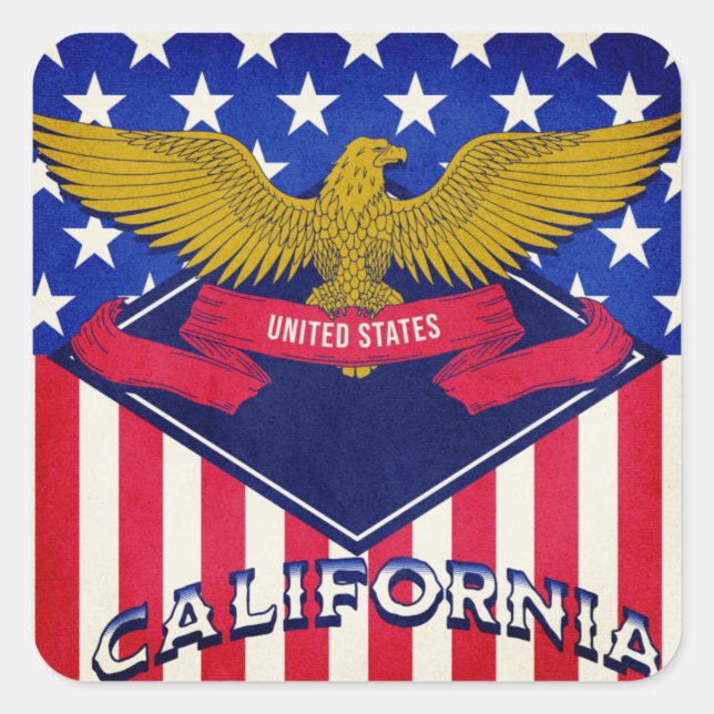 California USA Flag  Square Sticker (Front)