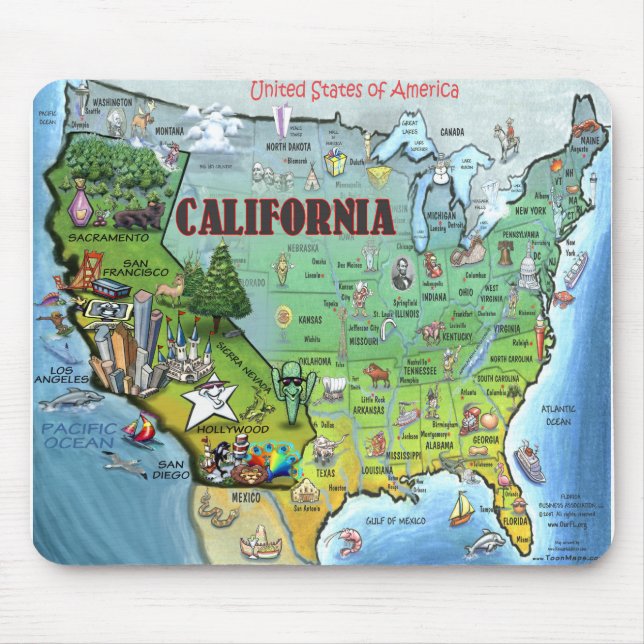 California USA Map Mouse Mat (Front)