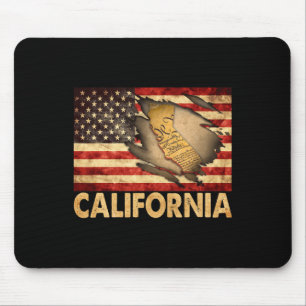 California Usa Patriotic American Flag 4th Of July Mouse Mat